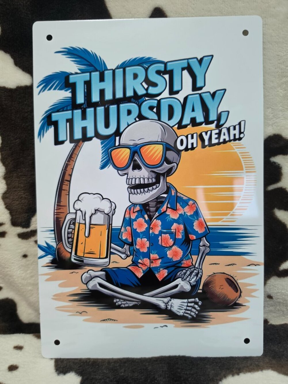 Thirsty Thursday Skull Metal Home Wall Decor Sign Decorative Hanging Metal Sign